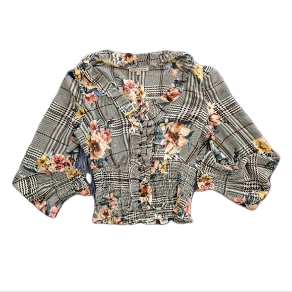 Floral Plaid Blouse-Size Medium - Picture 6 of 16